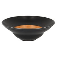 RAK Porcelain TRCLXD23BC Trinidad 9 1/16" Cedar and Black Wide Rim Extra Deep Porcelain Plate - 6/Case