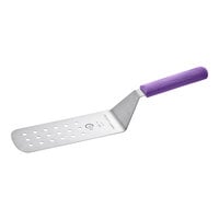 Mercer Culinary M18710PU Millennia® 8" x 3" Perforated Turner with Purple Allergen-Free Handle