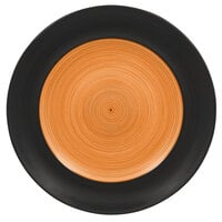 RAK Porcelain TRCLFP27BC Trinidad 10 5/8" Cedar and Black Wide Rim Flat Porcelain Plate - 12/Case