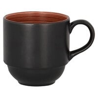 RAK Porcelain TRCLSC20BW Trinidad 6.75 oz. Walnut and Black Stackable Porcelain Cup - 12/Case