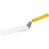 Dexter-Russell 19703Y Sani-Safe 8" x 3" Perforated Turner - Yellow Polypropylene Handle