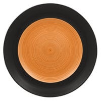 RAK Porcelain TRCLFP33BC Trinidad 13" Cedar and Black Wide Rim Flat Porcelain Plate - 6/Case