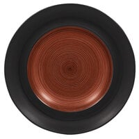RAK Porcelain TRCLDP30BW Trinidad 11 13/16 inch Walnut and Black Wide Rim Deep Porcelain Plate - 6/Case