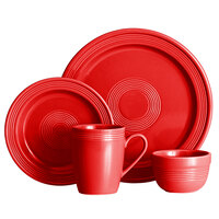 Acopa Capri Passion Fruit Red Stoneware Dinnerware Set with Service for 12 - 48/Pack