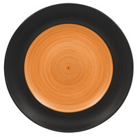 RAK Porcelain TRCLFP17BC Trinidad 6 11/16" Cedar and Black Wide Rim Flat Porcelain Plate - 24/Case