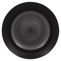 RAK Porcelain TRCLFP31BG Trinidad 12 3/16 inch Grey and Black Wide Rim Flat Porcelain Plate - 6/Case