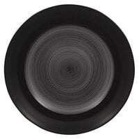 RAK Porcelain TRCLFP31BG Trinidad 12 3/16" Grey and Black Wide Rim Flat Porcelain Plate - 6/Case