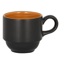 RAK Porcelain TRCLSC09BC Trinidad 3.05 oz. Cedar and Black Stackable Porcelain Cup - 12/Case