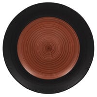 RAK Porcelain TRCLFP33BW Trinidad 13" Walnut and Black Wide Rim Flat Porcelain Plate - 6/Case