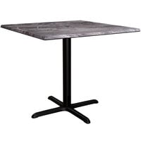 Lancaster Table & Seating Excalibur 36" x 36" Square Standard Height Table with Smooth Paladina Finish and Cross Base Plate