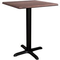 Lancaster Table & Seating Excalibur 23 5/8 inch x 23 5/8 inch Square Dining Height Table with Textured Walnut Finish and Cross Base Plate
