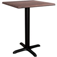 Lancaster Table & Seating Excalibur 23 5/8" x 23 5/8" Square Standard Height Table with Textured Walnut Finish and Cross Base Plate