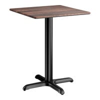 Lancaster Table & Seating Excalibur 24" x 24" Square Standard Height Table with Textured Walnut Finish and Cross Base Plate