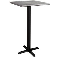 Lancaster Table & Seating Excalibur 23 5/8 inch x 23 5/8 inch Square Bar Height Table with Textured Toscano Finish and Cross Base Plate
