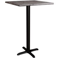 Lancaster Table & Seating Excalibur 27 1/2 inch x 27 1/2 inch Square Bar Height Table with Smooth Paladina Finish and Cross Base Plate