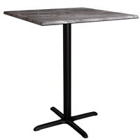 Lancaster Table & Seating Excalibur 36 inch x 36 inch Square Bar Height Table with Smooth Paladina Finish and Cross Base Plate