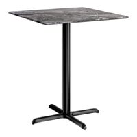 Lancaster Table & Seating Excalibur 36" x 36" Square Bar Height Table with Smooth Paladina Finish and Cross Base Plate