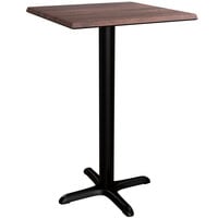 Lancaster Table & Seating Excalibur 23 5/8" x 23 5/8" Square Counter Height Table with Textured Walnut Finish and Cross Base Plate