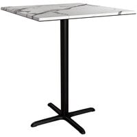 Lancaster Table & Seating Excalibur 36 inch x 36 inch Square Bar Height Table with Smooth Versilla Finish and Cross Base Plate