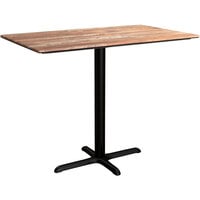 Lancaster Table & Seating Excalibur 27 1/2" x 47 3/16" Rectangular Counter Height Table with Textured Yukon Oak Finish and Cross Base Plate