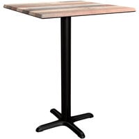 Lancaster Table & Seating Excalibur 27 1/2 inch x 27 1/2 inch Square Counter Height Table with Textured Mixed Plank Finish and Cross Base Plate
