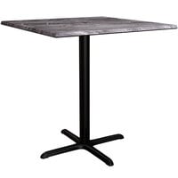 Lancaster Table & Seating Excalibur 36 inch x 36 inch Square Counter Height Table with Smooth Paladina Finish and Cross Base Plate