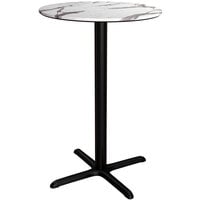 Lancaster Table & Seating Excalibur 36 inch Round Bar Height Table with Smooth Versilla Finish and Cross Base Plate