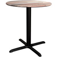 Lancaster Table & Seating Excalibur 36 inch Round Dining Height Table with Textured Mixed Plank Finish and Cross Base Plate