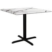 Lancaster Table & Seating Excalibur 36 inch x 36 inch Square Dining Height Table with Smooth Versilla Finish and Cross Base Plate