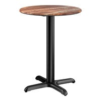 Lancaster Table & Seating Excalibur 24" Round Standard Height Table with Textured Yukon Oak Finish and Cross Base Plate