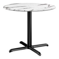 Lancaster Table & Seating Excalibur 36" Round Standard Height Table with Smooth Versilla Finish and Cross Base Plate