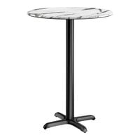 Lancaster Table & Seating Excalibur 32" Round Bar Height Table with Smooth Versilla Finish and Cross Base Plate