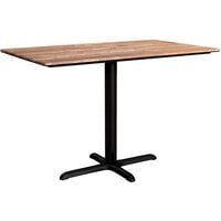Lancaster Table & Seating Excalibur 27 1/2 inch x 47 3/16 inch Rectangular Dining Height Table with Textured Yukon Oak Finish and Cross Base Plate