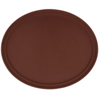 GET NS-2500-BR 25" x 20" Brown Oval Fiberglass Non-Skid Serving Tray
