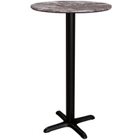 Lancaster Table & Seating Excalibur 31 1/2 inch Round Bar Height Table with Smooth Paladina Finish and Cross Base Plate