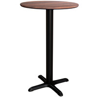 Lancaster Table & Seating Excalibur 24 inch Round Counter Height Table with Textured Walnut Finish and Cross Base Plate