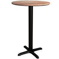 Lancaster Table & Seating Excalibur 31 1/2 inch Round Counter Height Table with Textured Yukon Oak Finish and Cross Base Plate