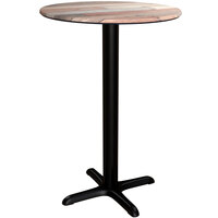 Lancaster Table & Seating Excalibur 31 1/2 inch Round Counter Height Table with Textured Mixed Plank Finish and Cross Base Plate