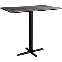 Lancaster Table & Seating Excalibur 27 1/2 inch x 47 3/16 inch Rectangular Bar Height Table with Smooth Paladina Finish and Cross Base Plate