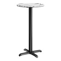 Lancaster Table & Seating Excalibur 24" Round Bar Height Table with Smooth Versilla Finish and Cross Base Plate