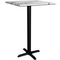 Lancaster Table & Seating Excalibur 27 1/2 inch x 27 1/2 inch Square Bar Height Table with Smooth Versilla Finish and Cross Base Plate