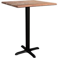 Lancaster Table & Seating Excalibur 27 1/2" x 27 1/2" Square Counter Height Table with Textured Yukon Oak Finish and Cross Base Plate