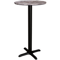 Lancaster Table & Seating Excalibur 24 inch Round Bar Height Table with Smooth Paladina Finish and Cross Base Plate
