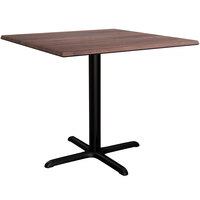 Lancaster Table & Seating Excalibur 36 inch x 36 inch Square Dining Height Table with Textured Walnut Finish and Cross Base Plate