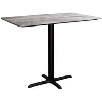 Lancaster Table & Seating Excalibur 27 1/2 inch x 47 3/16 inch Rectangular Counter Height Table with Textured Toscano Finish and Cross Base Plate