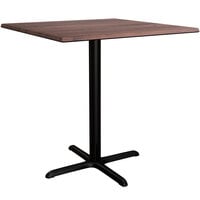 Lancaster Table & Seating Excalibur 36" x 36" Square Counter Height Table with Textured Walnut Finish and Cross Base Plate