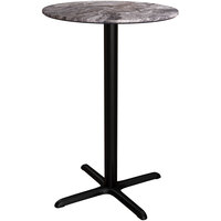 Lancaster Table & Seating Excalibur 36 inch Round Bar Height Table with Smooth Paladina Finish and Cross Base Plate