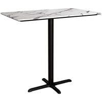 Lancaster Table & Seating Excalibur 27 1/2 inch x 47 3/16 inch Rectangular Bar Height Table with Smooth Versilla Finish and Cross Base Plate
