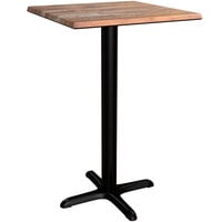 Lancaster Table & Seating Excalibur 23 5/8" x 23 5/8" Square Counter Height Table with Textured Yukon Oak Finish and Cross Base Plate