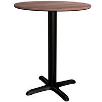 Lancaster Table & Seating Excalibur 31 1/2 inch Round Dining Height Table with Textured Walnut Finish and Cross Base Plate